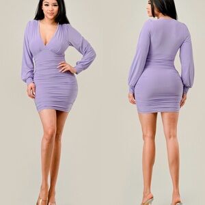 Elegant Lavender Long Sleeve Dress
